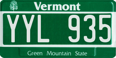VT license plate YYL935