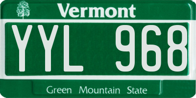 VT license plate YYL968