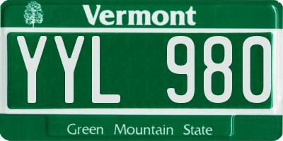 VT license plate YYL980