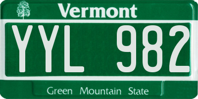 VT license plate YYL982