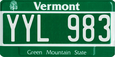 VT license plate YYL983