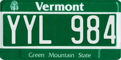 VT license plate YYL984