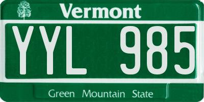 VT license plate YYL985