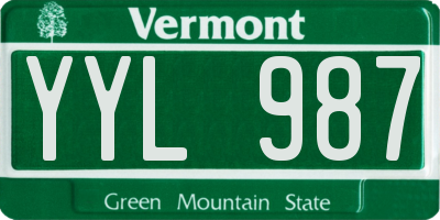 VT license plate YYL987
