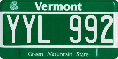 VT license plate YYL992