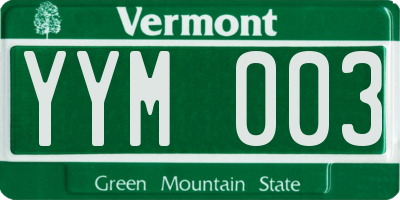 VT license plate YYM003