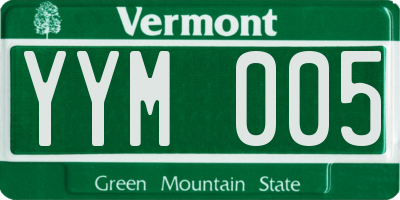 VT license plate YYM005