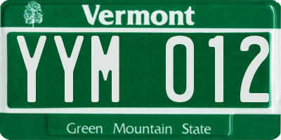 VT license plate YYM012