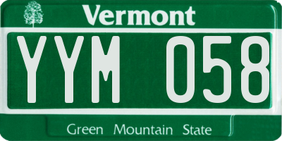VT license plate YYM058