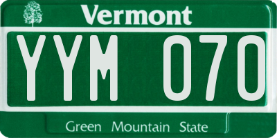 VT license plate YYM070