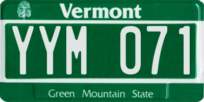 VT license plate YYM071