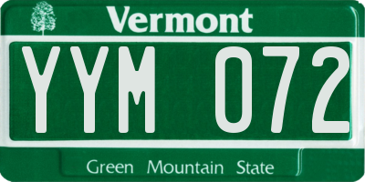 VT license plate YYM072