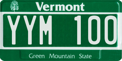 VT license plate YYM100