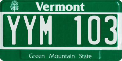 VT license plate YYM103