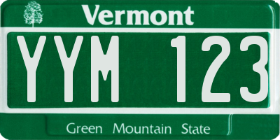 VT license plate YYM123