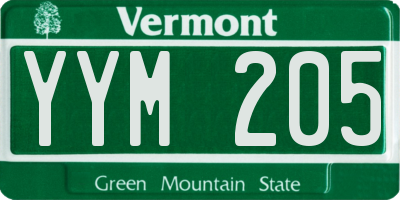 VT license plate YYM205