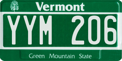 VT license plate YYM206