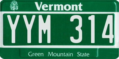 VT license plate YYM314