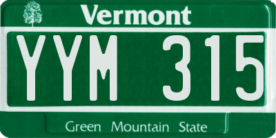 VT license plate YYM315