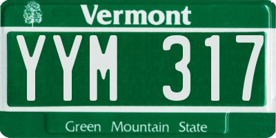 VT license plate YYM317
