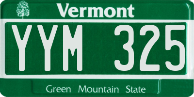 VT license plate YYM325
