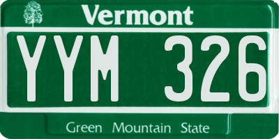 VT license plate YYM326