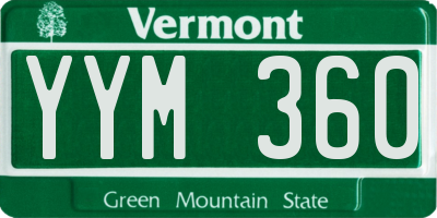 VT license plate YYM360