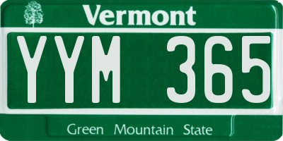 VT license plate YYM365
