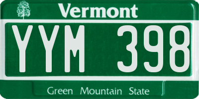 VT license plate YYM398