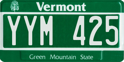 VT license plate YYM425