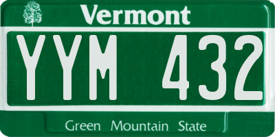 VT license plate YYM432