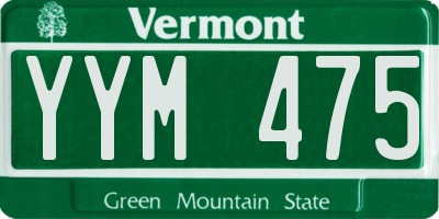 VT license plate YYM475