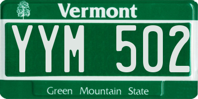 VT license plate YYM502