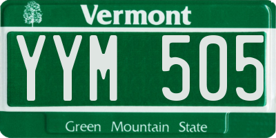 VT license plate YYM505
