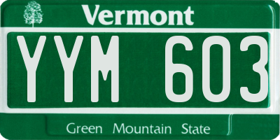 VT license plate YYM603