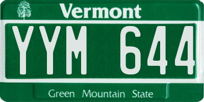 VT license plate YYM644