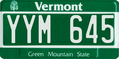 VT license plate YYM645