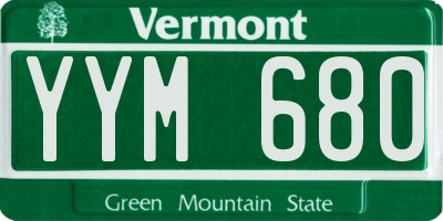 VT license plate YYM680