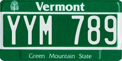 VT license plate YYM789