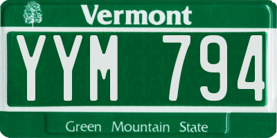 VT license plate YYM794