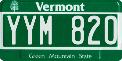 VT license plate YYM820
