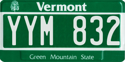 VT license plate YYM832