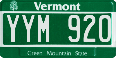 VT license plate YYM920