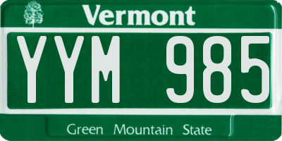 VT license plate YYM985