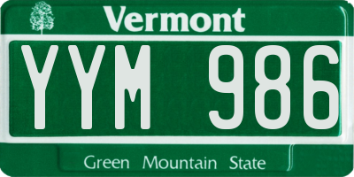 VT license plate YYM986