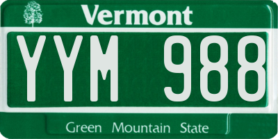 VT license plate YYM988