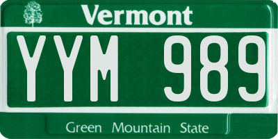 VT license plate YYM989
