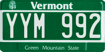 VT license plate YYM992