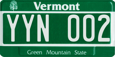 VT license plate YYN002