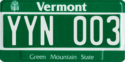 VT license plate YYN003